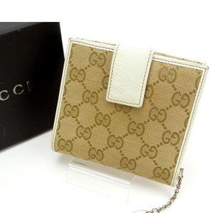 Authentic Gucci Wallet Purse Folding wallet GG Beige Woman  Used